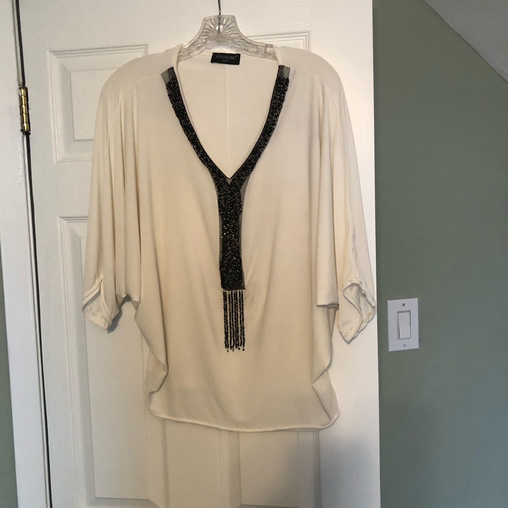 Beaded trim flowy top